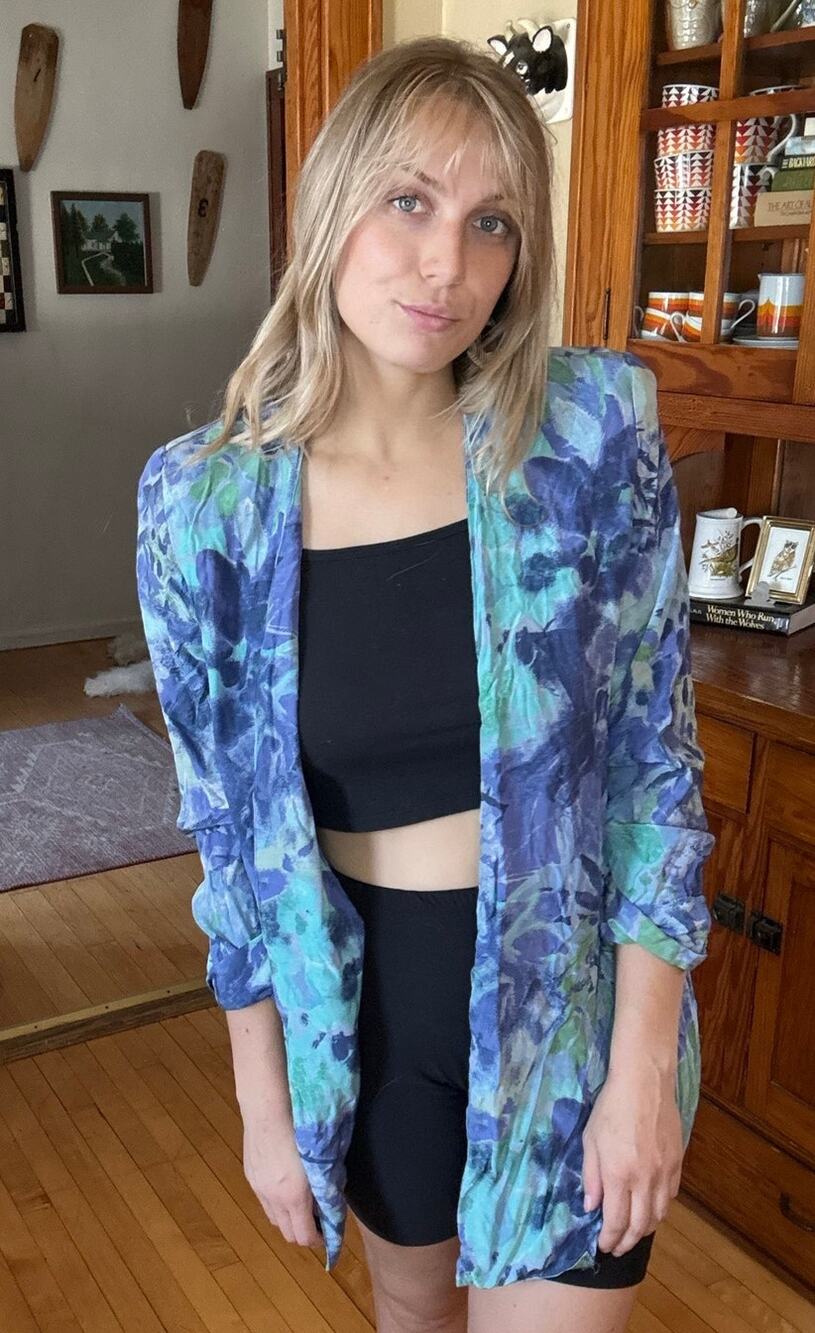 80s Blazer Professional 12 Studio 1 Floral Monet Shoulder Pads Pastel Jungle